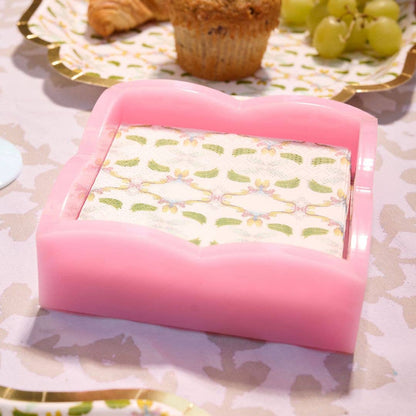 Pink Palm Acrylic Scalloped Cocktail Napkin Holders - Laura Park
