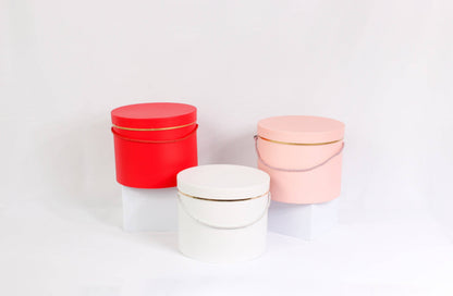 Single Gold Rim Cylinder Flower Gift Box