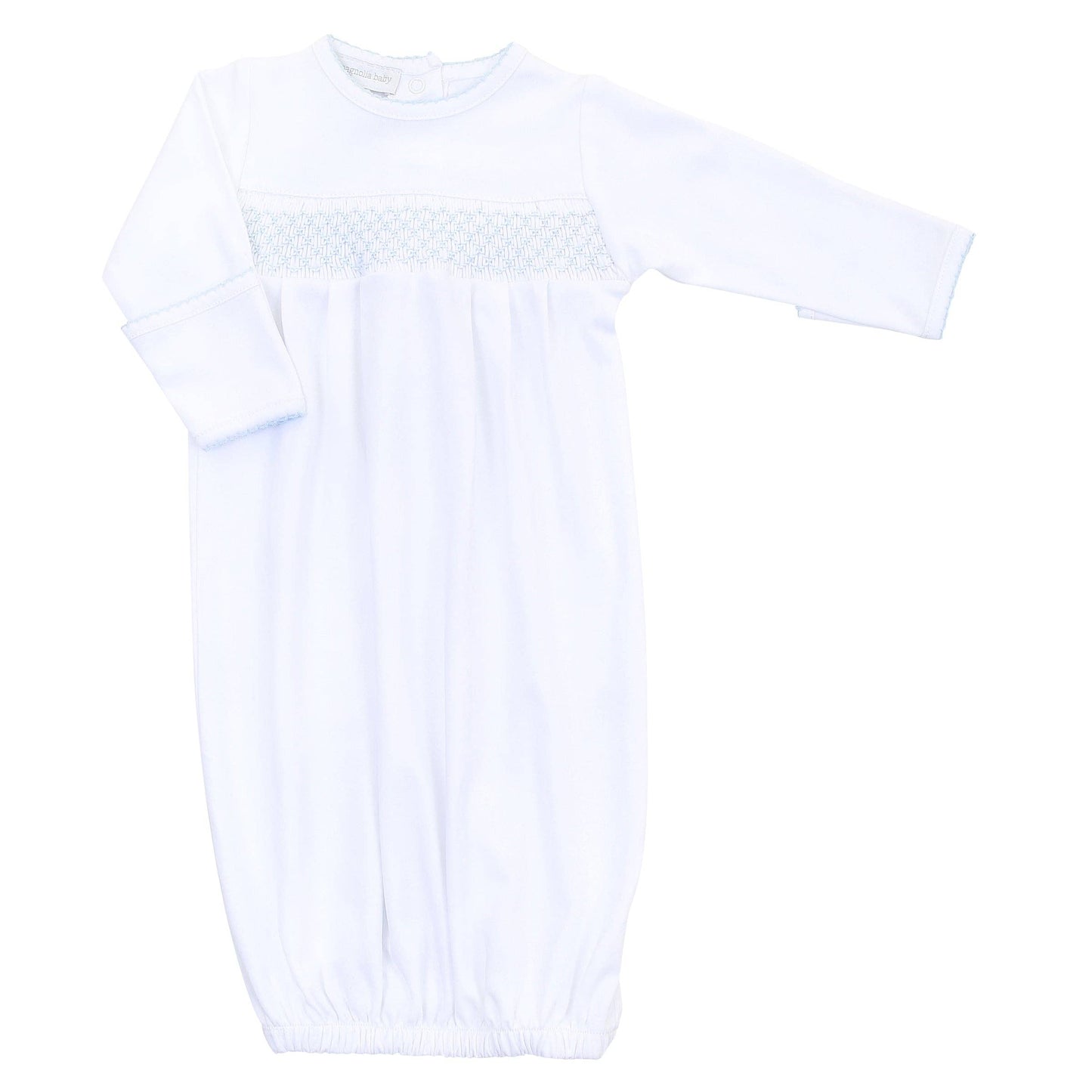 Solid Essentials White Blue Smocked Gown