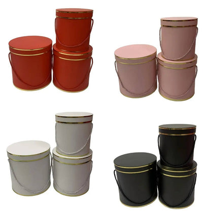 Double Gold Rim Round Flower Gift Box