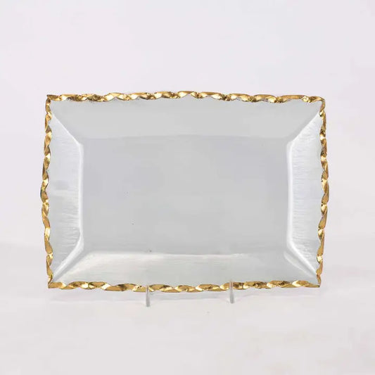 Seward Rectangle Serving Tray Clear/Gold 11x7.75