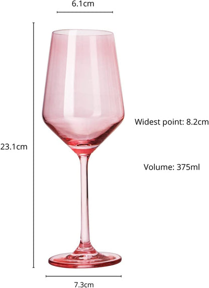 Rose Pink Wine Glasses Set of 6 (12 oz) Italian Style
