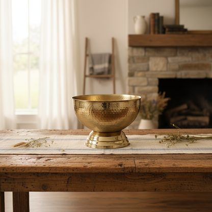 14"" Gold Hammered Bowl with base