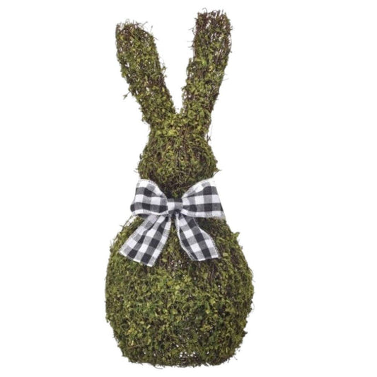 21" Mossed Twig Bunny with Ribbon - Rustic Easter and Spring Decoration