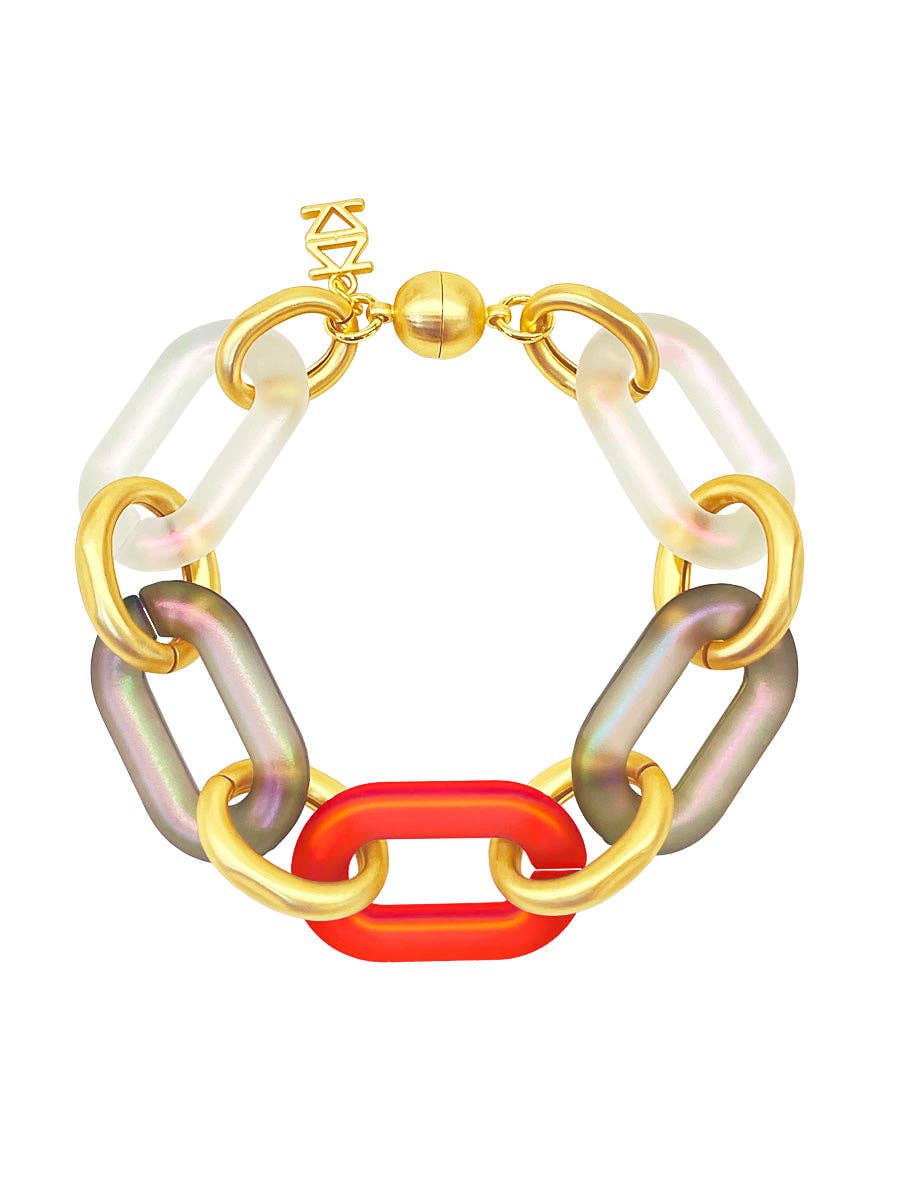 Multi-Color Resin Oval Links Bracelet