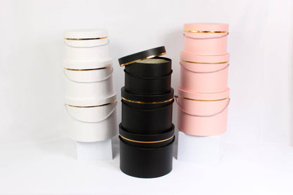 Single Gold Rim Cylinder Flower Gift Box