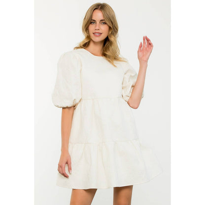 Puff Sleeve Textured Dress