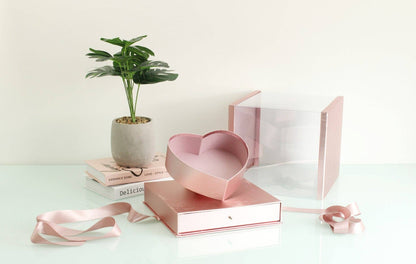 Square PVC Flower Box with Tilted Heart and Drawer