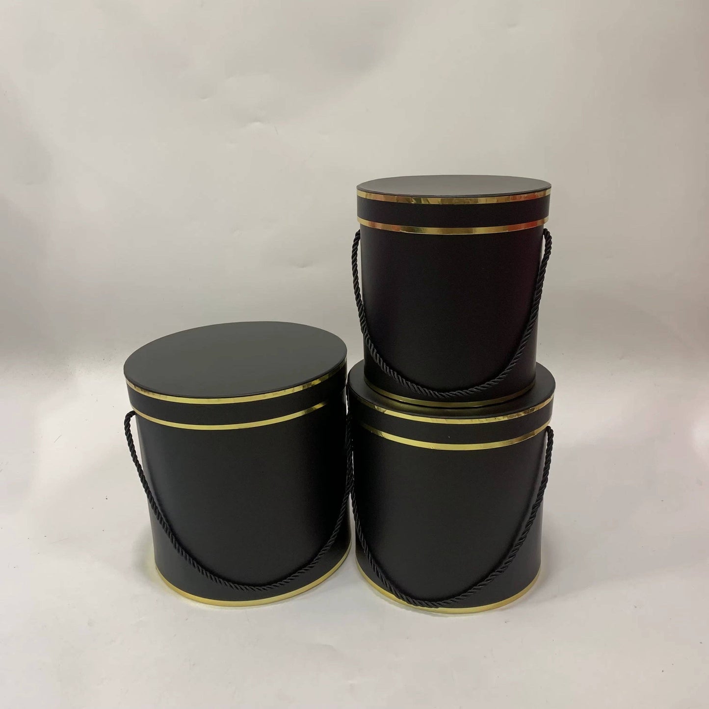 Double Gold Rim Round Flower Gift Box