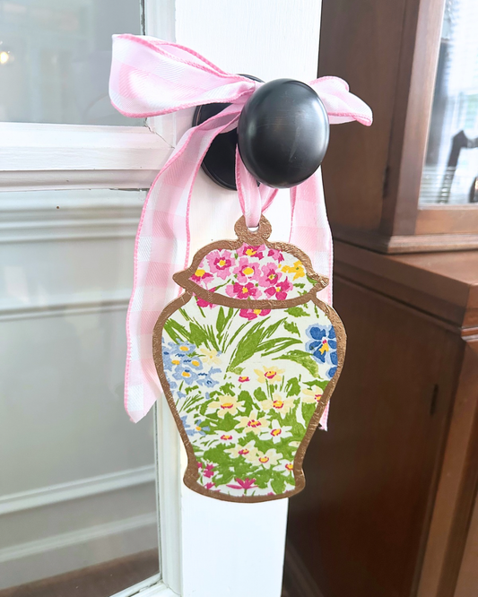 Ginger Jar Door Hanger - Field of Flowers 8”