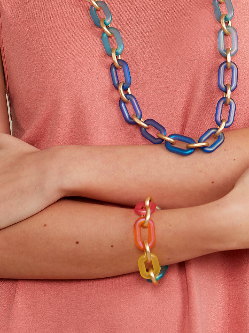 Multi-Color Resin Oval Links Bracelet