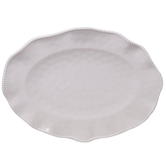 Perlette Cream Melamine Oval Platter 18 in  x 13.5 in