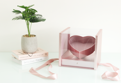 Square PVC Flower Box with Tilted Heart and Drawer