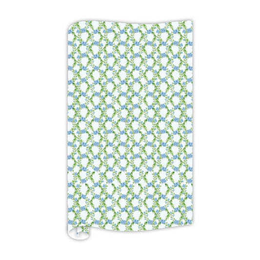 Garden Party Blue Floral Trellis Wrapping Paper