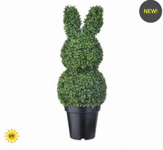 32" UV BOXWOOD BUNNY TOPIARY + Bow