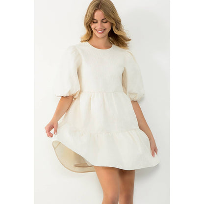 Puff Sleeve Textured Dress