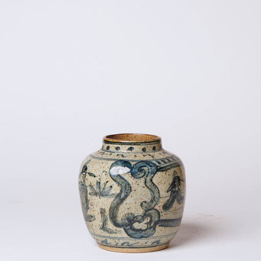 Rustic Porcelain Scholars Small Round Vase