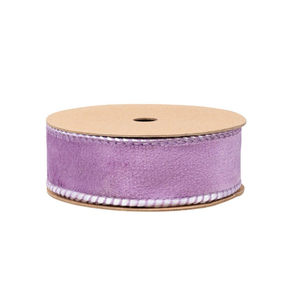 1" Reversible Classic Velvet Wired Ribbon | Lavender/Lavender | 10 Yard Roll