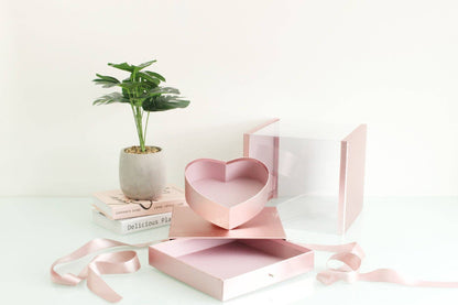 Square PVC Flower Box with Tilted Heart and Drawer