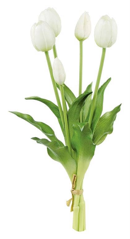 Real Touch Tulip Bundle X5, 15.5", White