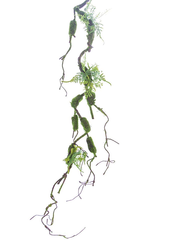 51" MOSS TWIG W/ FLOWERS VINE