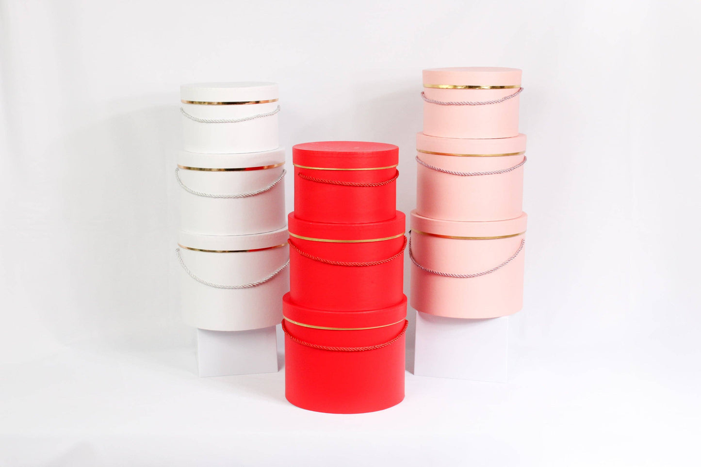 Single Gold Rim Cylinder Flower Gift Box