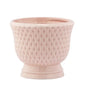 Pink Textured Pedestal Planter — Diamond Pattern