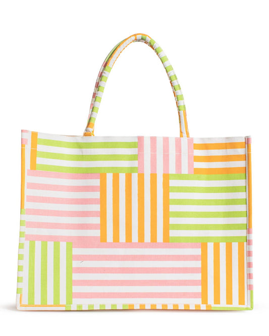 Freeport Stripe Tote, Multi (19x14x7.5)