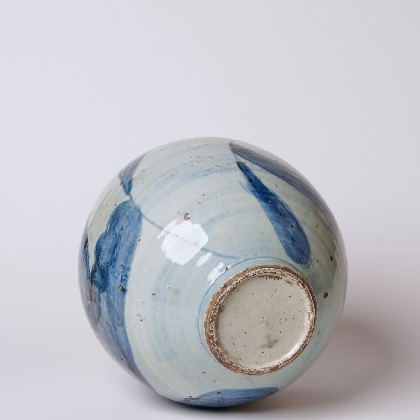 Blue and White Clouds Rustic Porcelain Globe Vase