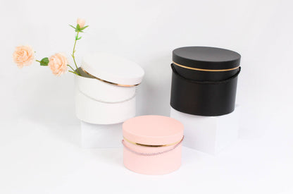Single Gold Rim Cylinder Flower Gift Box
