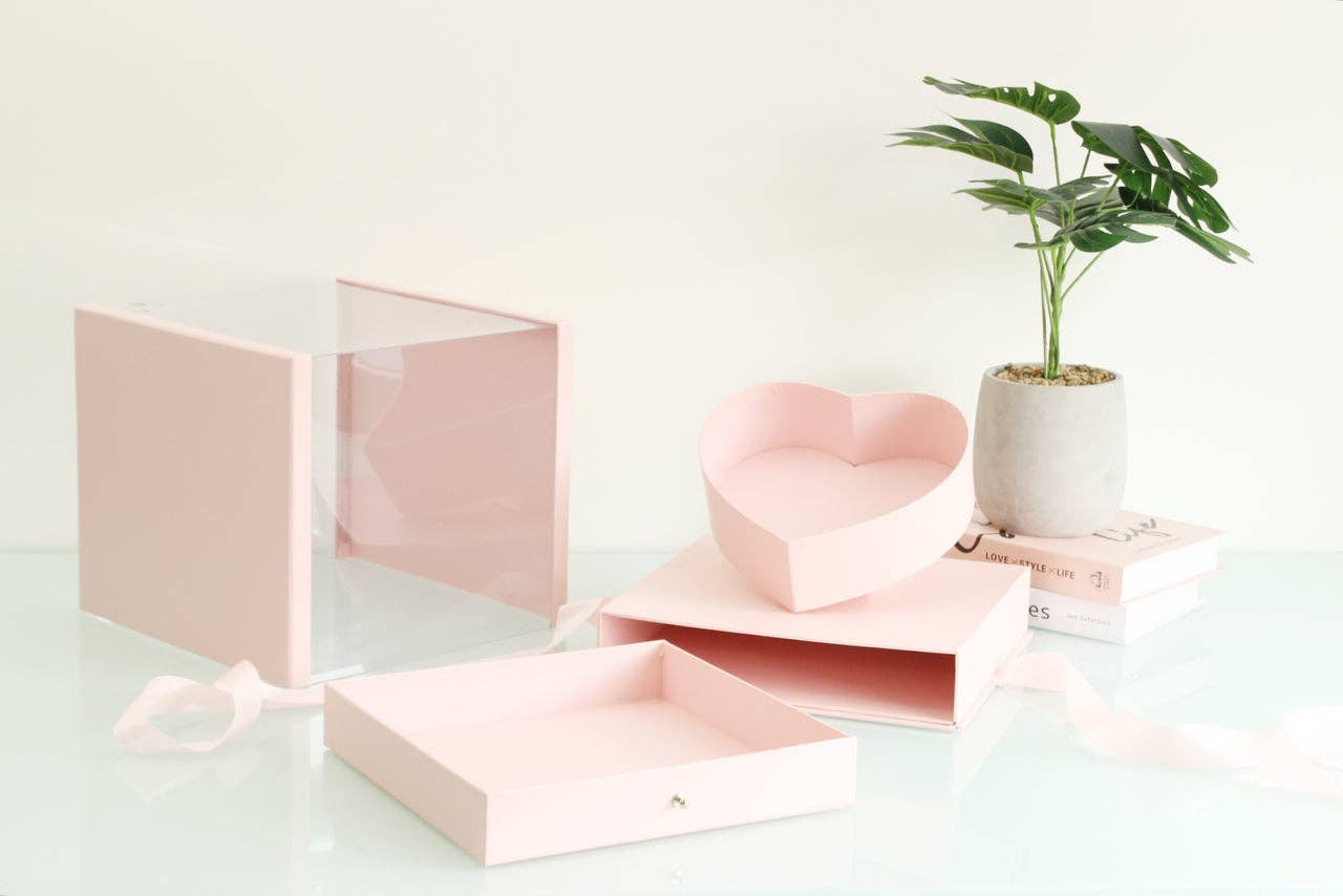 Square PVC Flower Box with Tilted Heart and Drawer