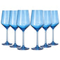 Blue Wine Glasses Set of 6 - 12 oz Cobalt Blue Glassware
