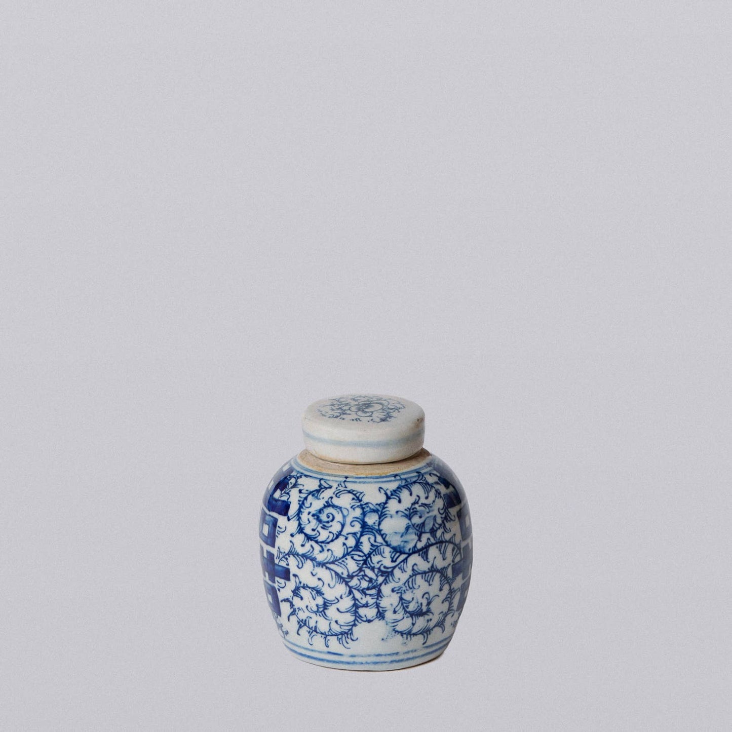 Blue and White Porcelain Mini Double Happiness Round Jar