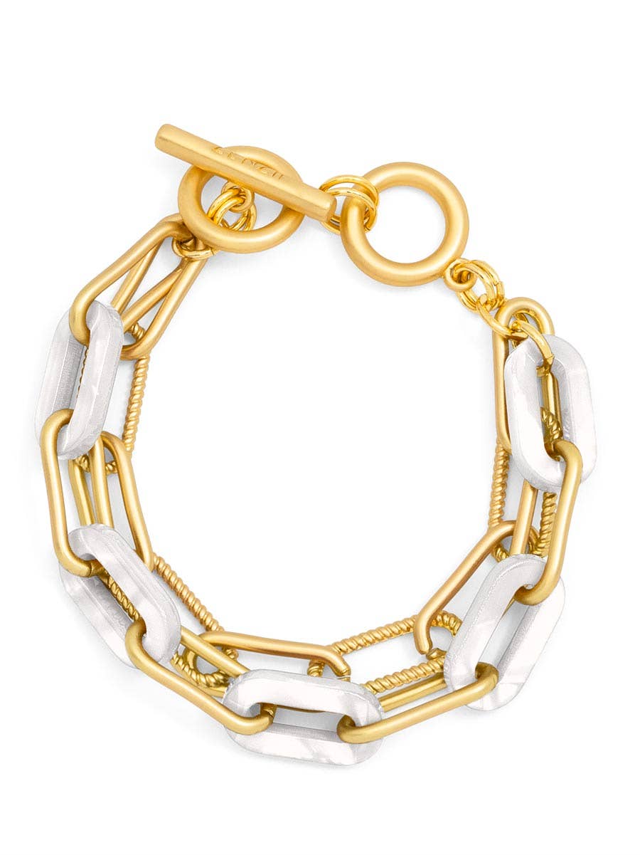 Marbled Resin Link Layered Toggle Bracelet