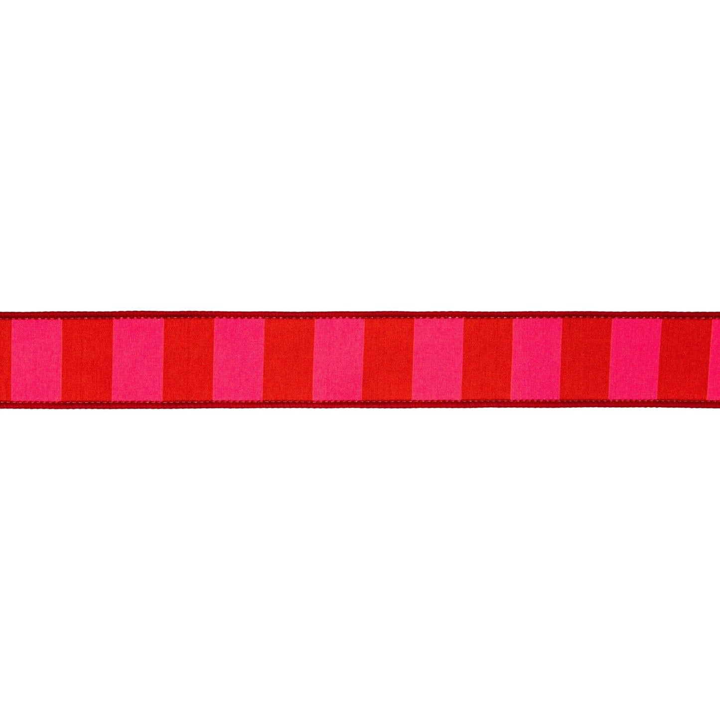 1 1/2" Wired Dupioni Ribbon | Red/Pink Wide Horizontal Stripe | 10 Yard Roll