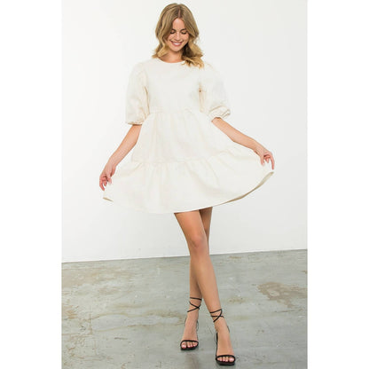 Puff Sleeve Textured Dress