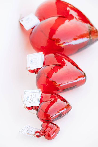 Blown Glass Heart - Red - Large