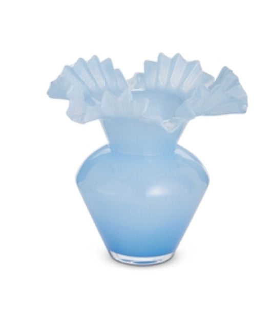 14.5” Blue Ruﬄe Vase
