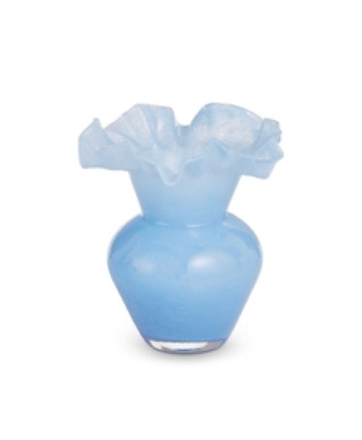 8" Blue Ruﬄe Vase