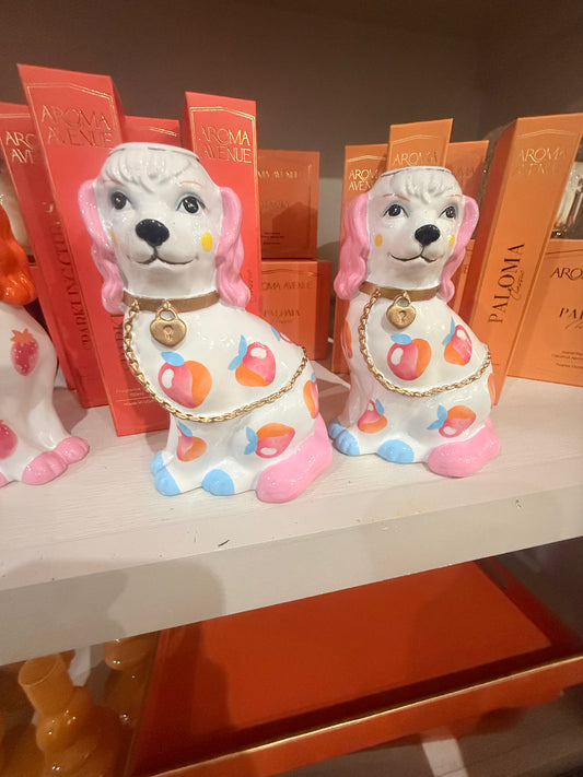 Dog Candle Holder with Fruit Motif