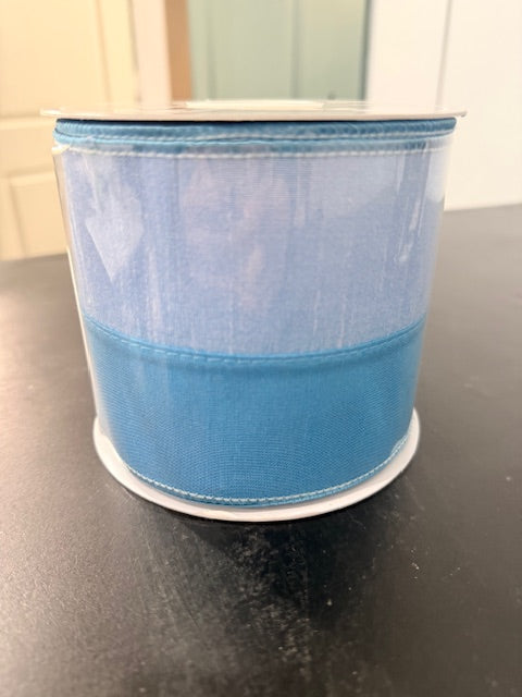 4" X 10 Yds Blue Two Tone Wired Ribbon