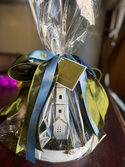 Ceramic Church in White Tray