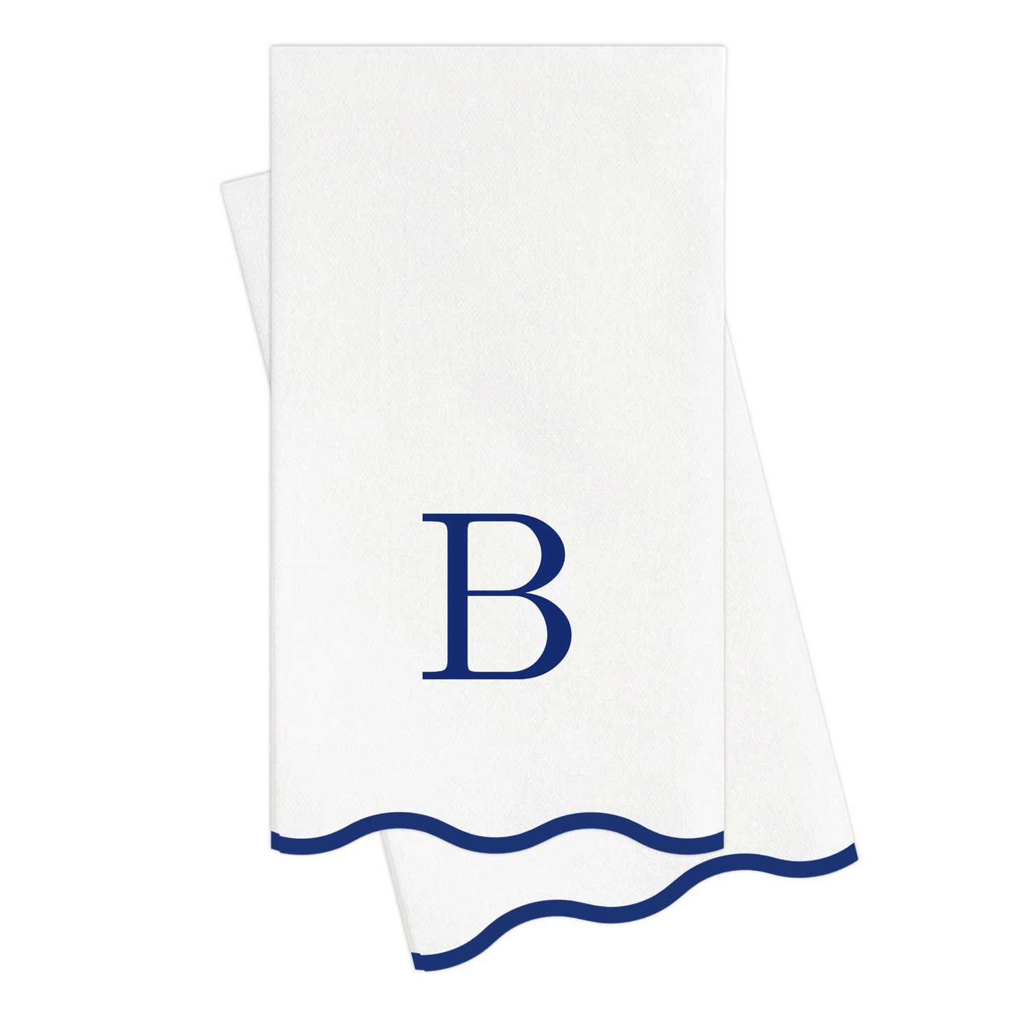 Letter “B” Initials Monogram Paper Napkins - Blue and White Scalloped