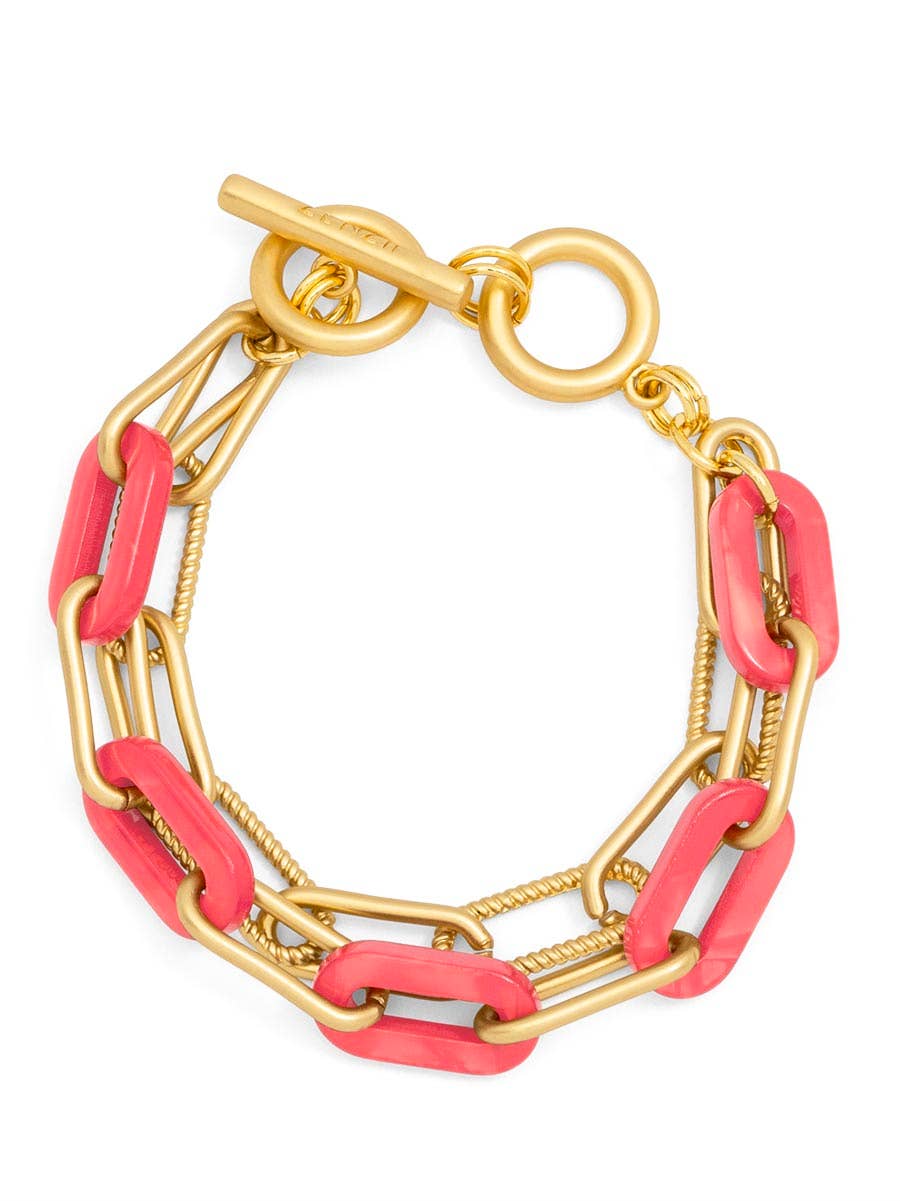 Marbled Resin Link Layered Toggle Bracelet