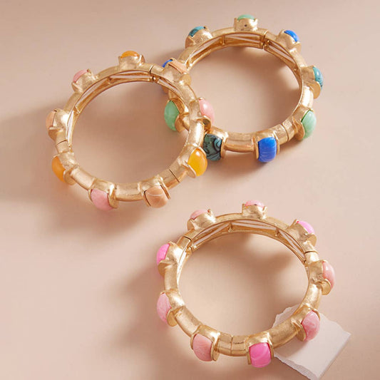 Bold Stone Pointed Stretch Bangle Bracelet