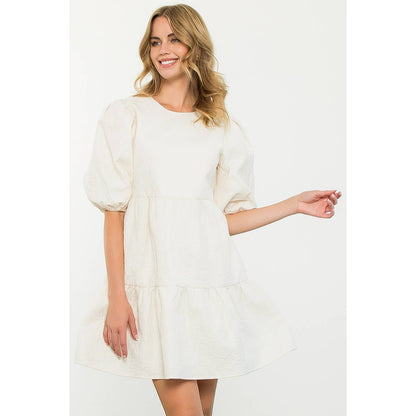 Puff Sleeve Textured Dress