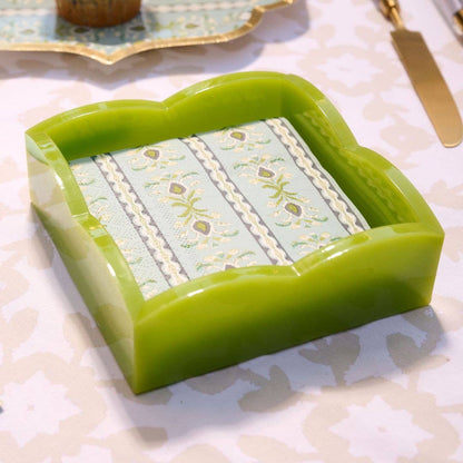 Green Palm Acrylic Scalloped Cocktail Napkin Holders  - Laura Park