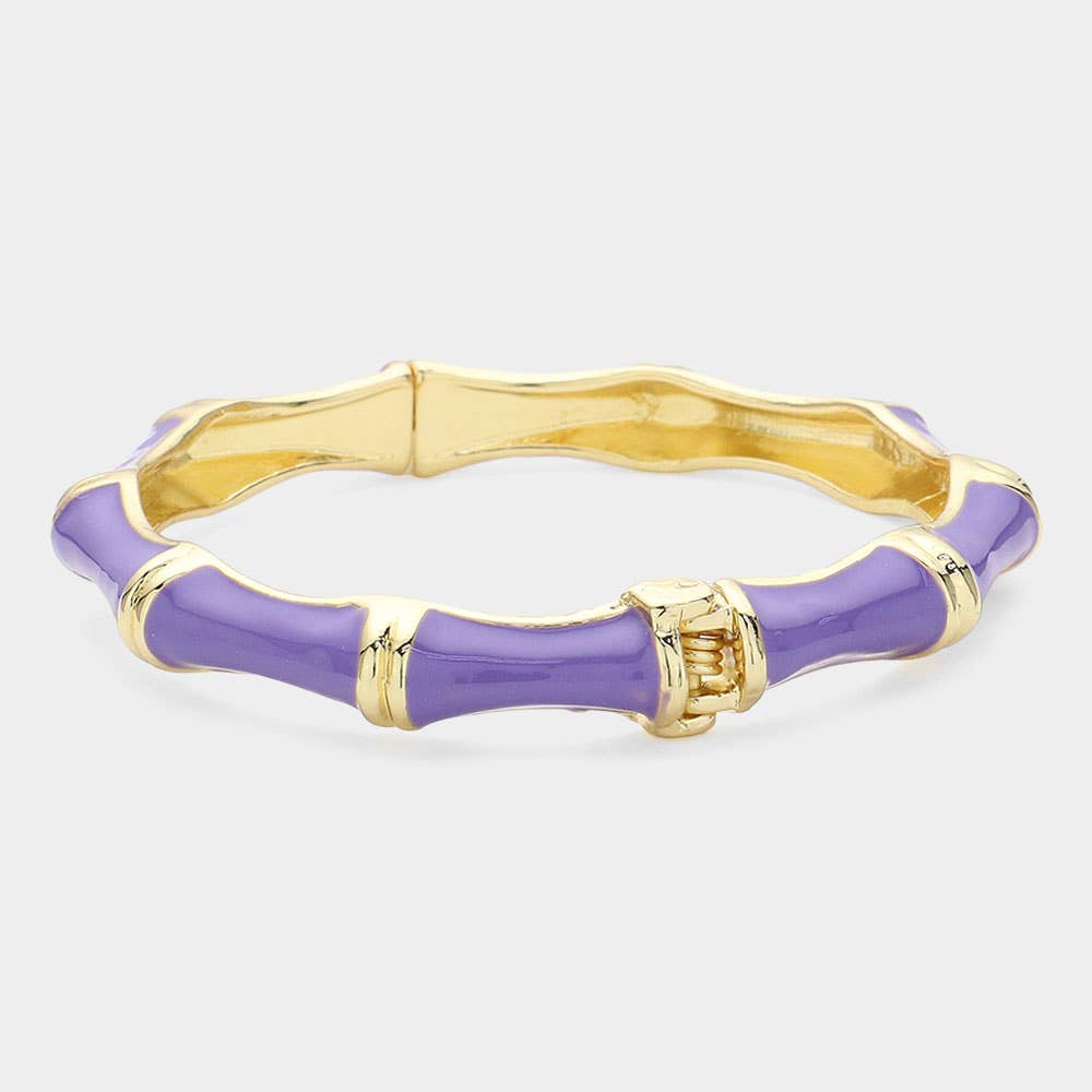 Enamel Bamboo Hinged Bangle Bracelet