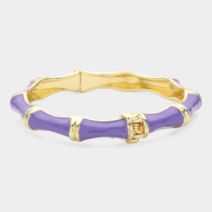 Enamel Bamboo Hinged Bangle Bracelet