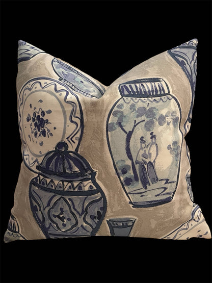 Josie Ginger Pots Pillow with Feather Insert 